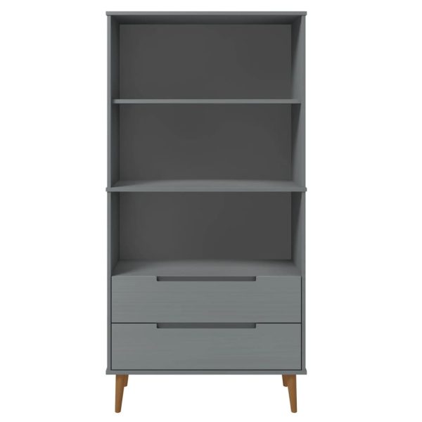 Libreria Molde Grigia 85x35x170,5 Cm In Legno Massello Di Pino - Image 4