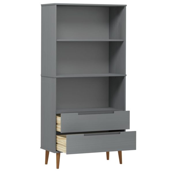Libreria Molde Grigia 85x35x170,5 Cm In Legno Massello Di Pino - Image 5