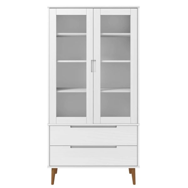 Vetrina Molde Bianca 90x35x175 Cm In Legno Massello Di Pino - Image 4