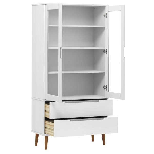 Vetrina Molde Bianca 90x35x175 Cm In Legno Massello Di Pino - Image 5