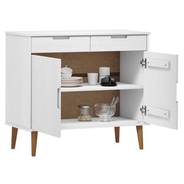 Credenza Molde Bianca 90x40x80 Cm In Legno Massello Di Pino - Image 3