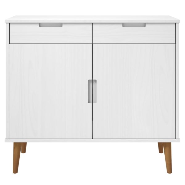 Credenza Molde Bianca 90x40x80 Cm In Legno Massello Di Pino - Image 4