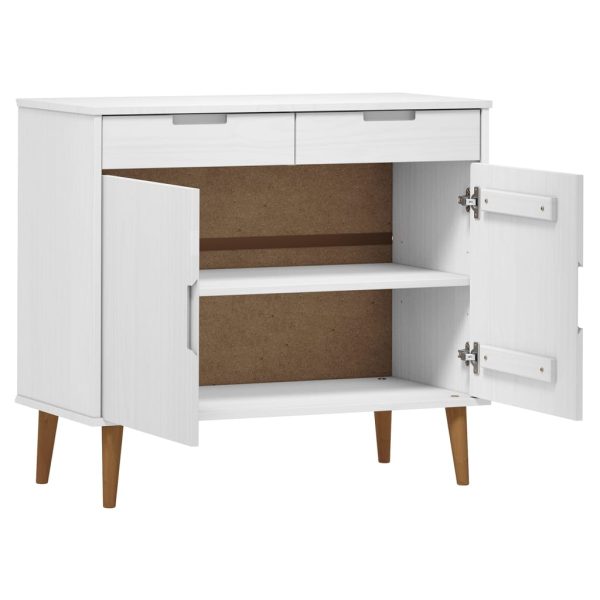 Credenza Molde Bianca 90x40x80 Cm In Legno Massello Di Pino - Image 5