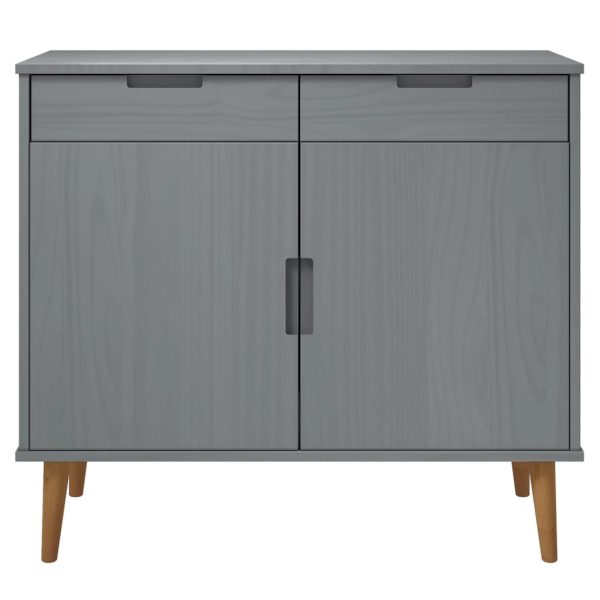 Credenza Molde Grigia 90x40x80 Cm In Legno Massello Di Pino - Image 4
