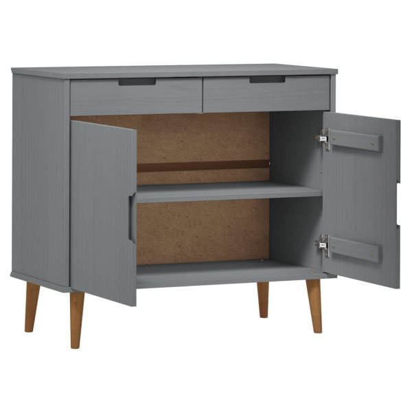 Credenza Molde Grigia 90x40x80 Cm In Legno Massello Di Pino - Image 5