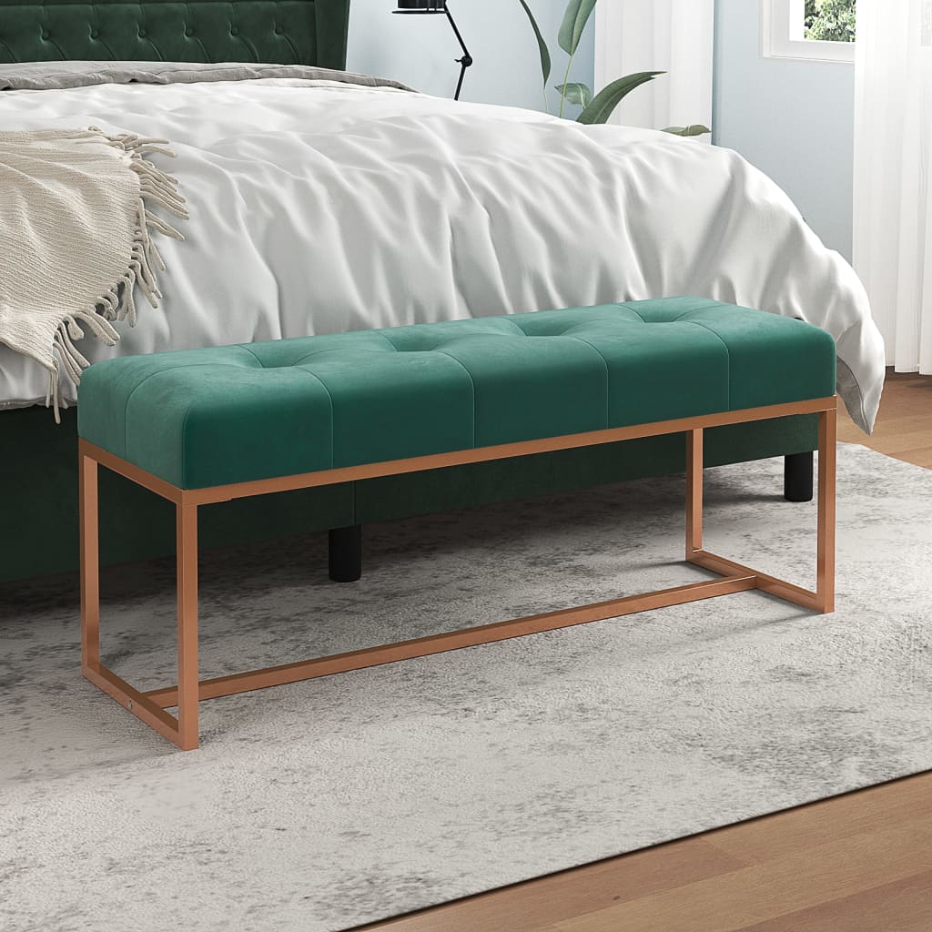 Panca Verde Scuro 110x36x45 Cm In Velluto