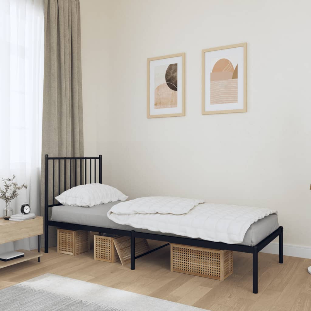 Giroletto Con Testiera In Metallo Nero 80x200 cm