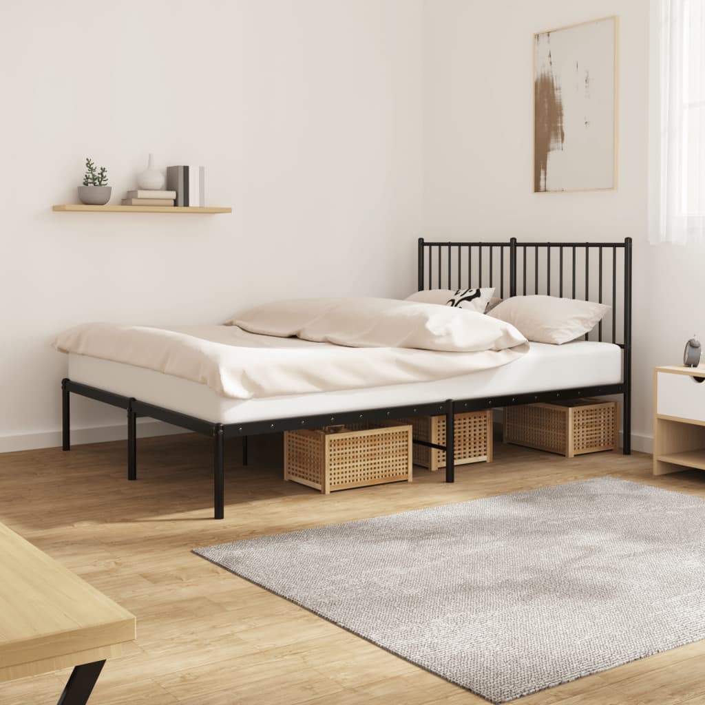 Giroletto Con Testiera In Metallo Nero 140x190 cm