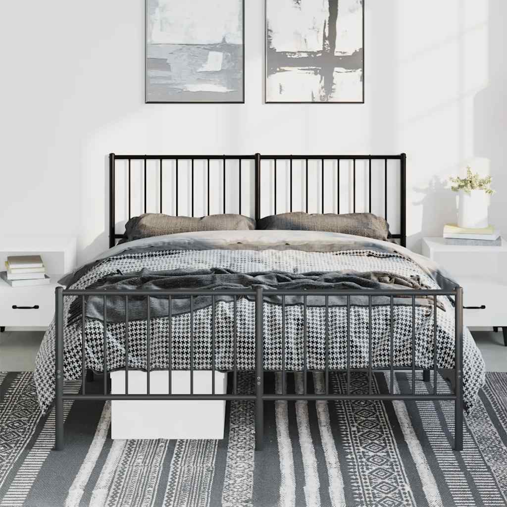 Giroletto Con Testiera E Pediera Metallo Nero 135x190 cm - Image 4