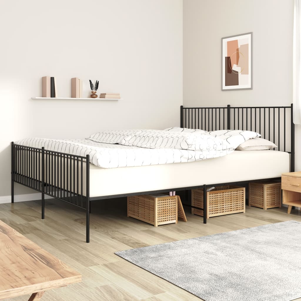Giroletto Con Testiera E Pediera Metallo Nero 200x200 cm