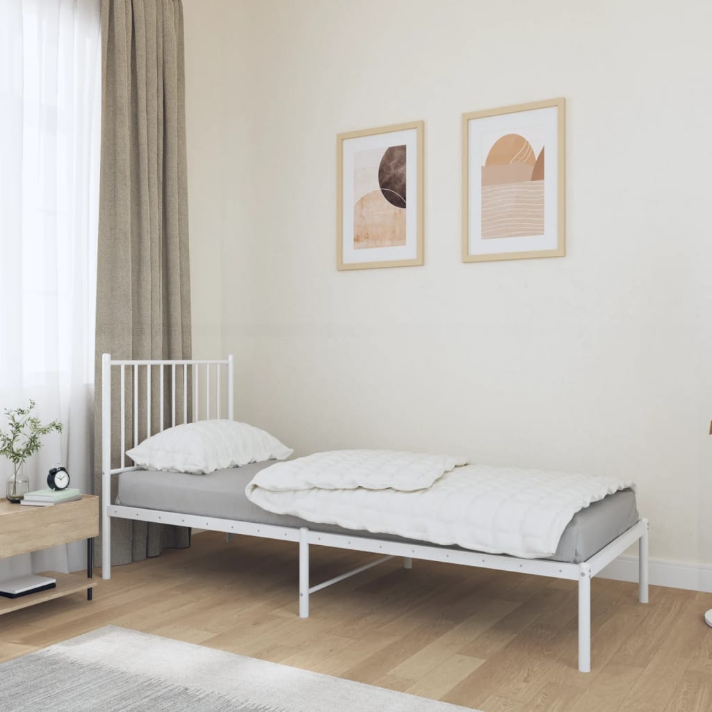 Giroletto Con Testiera Metallo Bianco 80x200 cm