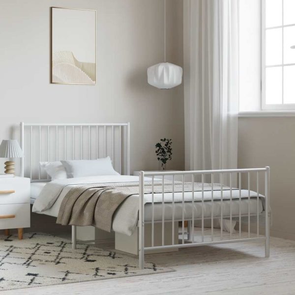 Giroletto Con Testiera E Pediera Metallo Bianco 100x190 cm
