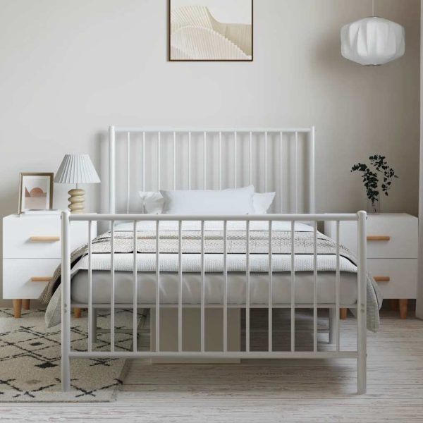 Giroletto Con Testiera E Pediera Metallo Bianco 100x190 cm - Image 3