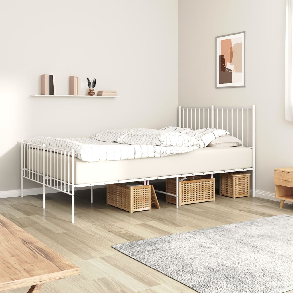 Giroletto Con Testiera E Pediera Metallo Bianco 120x190 cm