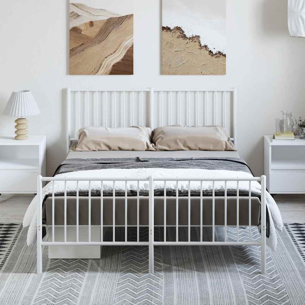 Giroletto Con Testiera E Pediera Metallo Bianco 135x190 cm