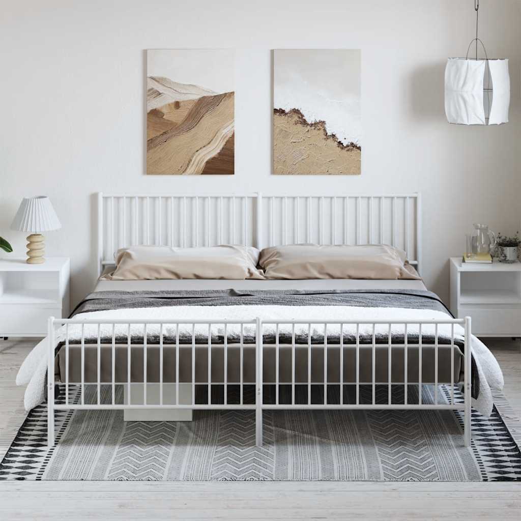 Giroletto Con Testiera E Pediera Metallo Bianco 193x203 cm