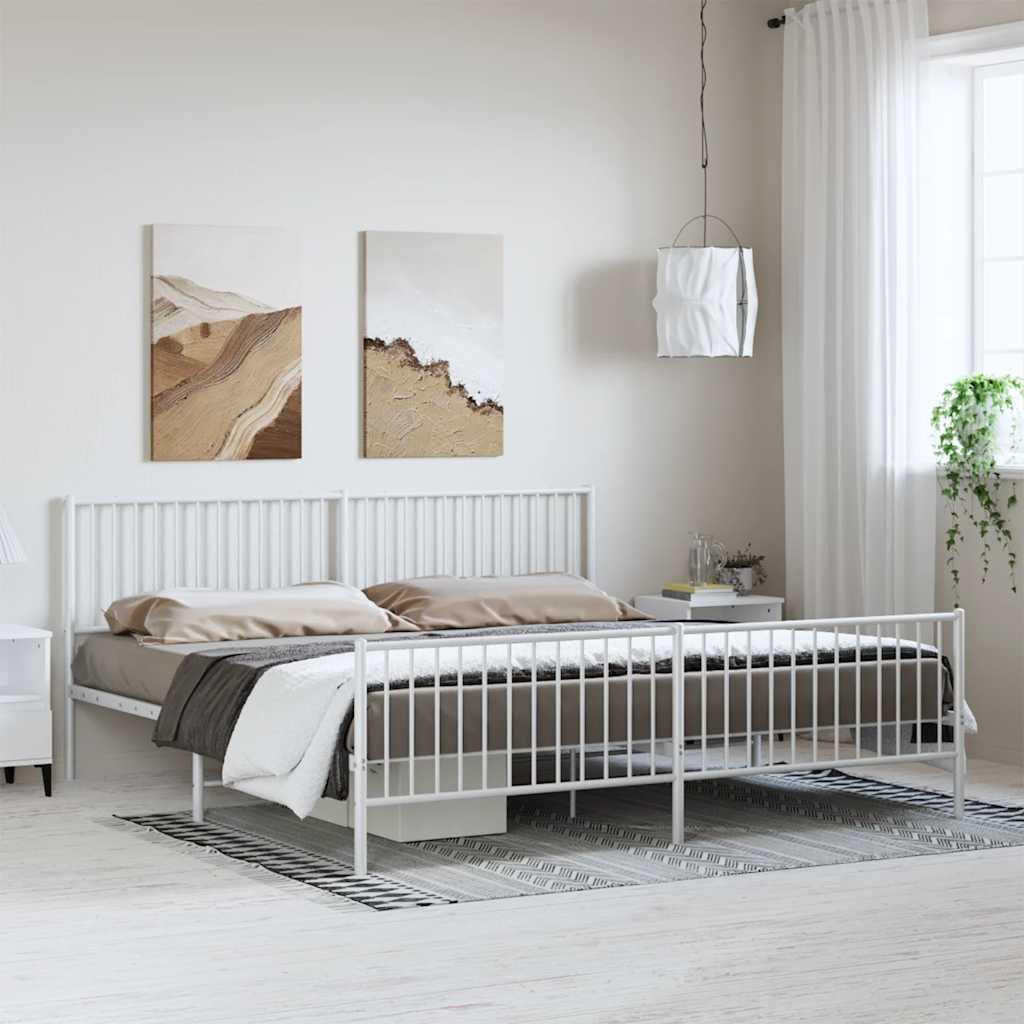 Giroletto Con Testiera E Pediera Metallo Bianco 193x203 cm - Image 3