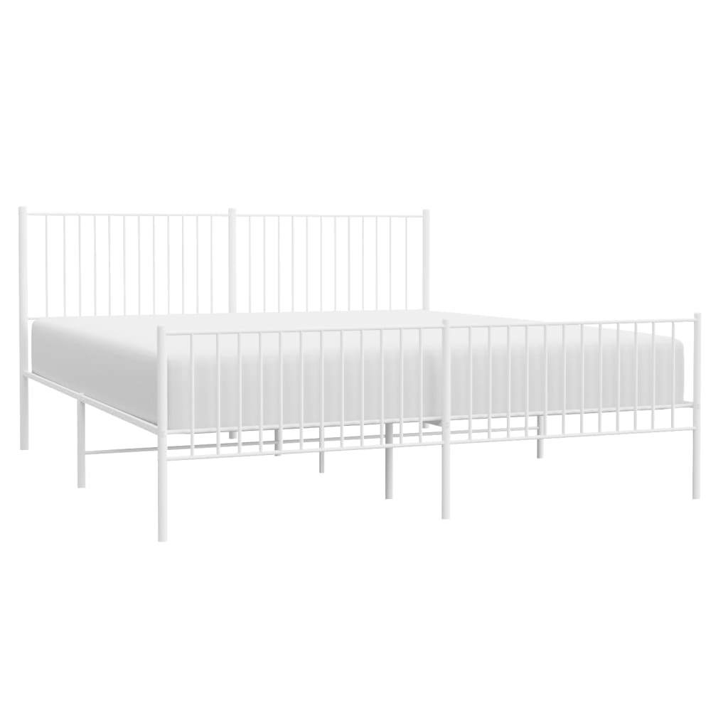 Giroletto Con Testiera E Pediera Metallo Bianco 200x200 cm - Image 4
