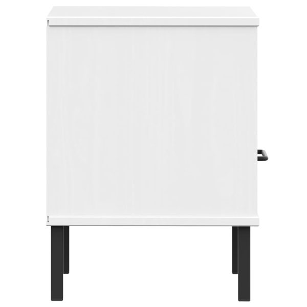 Comodino Con Gambe In Metallo Bianco Legno Massello Pino Oslo - Image 6