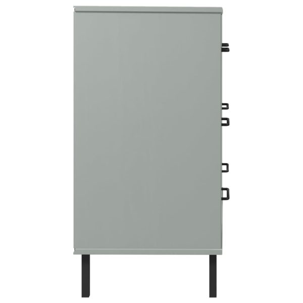 Credenza Con 3 Cassetti Grigio 77x40x79,5cm Legno Massello Oslo - Image 6