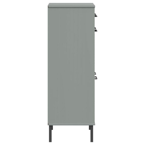 Scarpiera Con Gambe Metallo Grigio Legno Massello Di Pino Oslo - Image 6