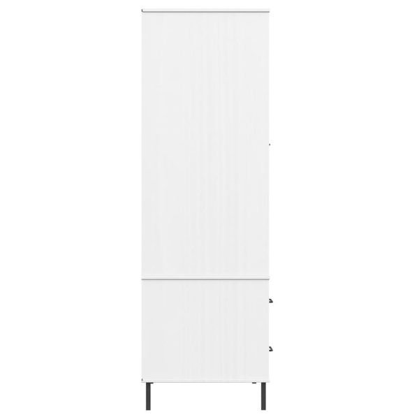 Armadio Gambe Metallo Bianco 90x55x172,5 Cm Legno Massello Oslo - Image 6