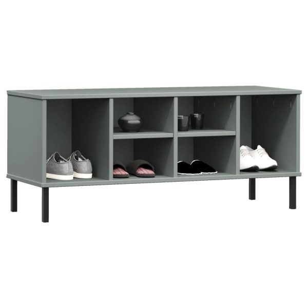 Scarpiera Gambe Metallo Grigio 106x35x45cm Legno Massello Oslo - Image 3