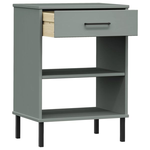 Mobile Consolle Gambe Metallo Grigio Legno Massello Pino Oslo - Image 5