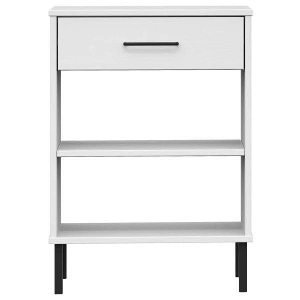 Mobile Consolle Gambe Metallo Bianco Legno Massello Pino Oslo - Image 4