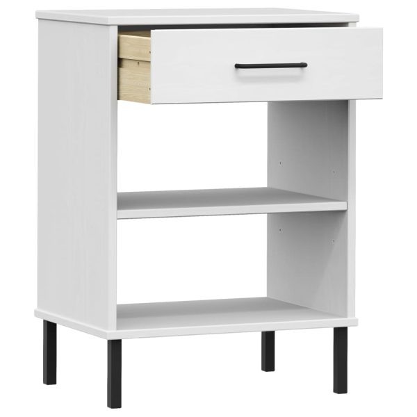 Mobile Consolle Gambe Metallo Bianco Legno Massello Pino Oslo - Image 5