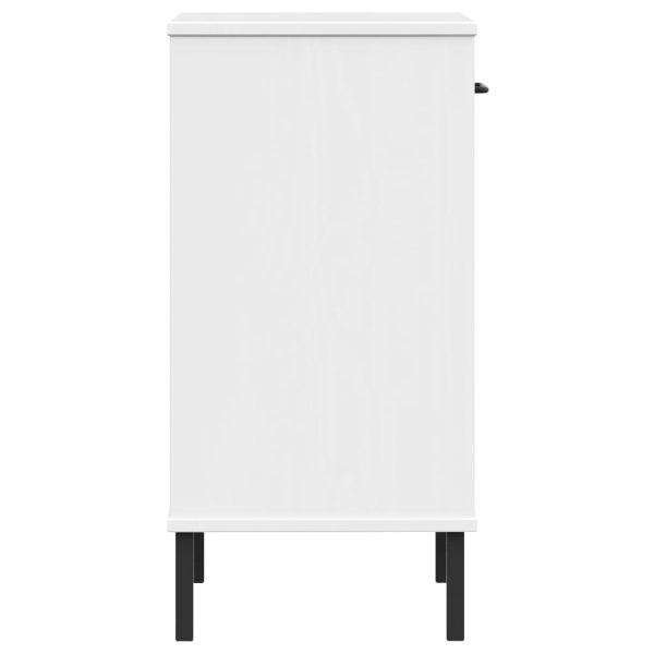 Mobile Consolle Gambe Metallo Bianco Legno Massello Pino Oslo - Image 6