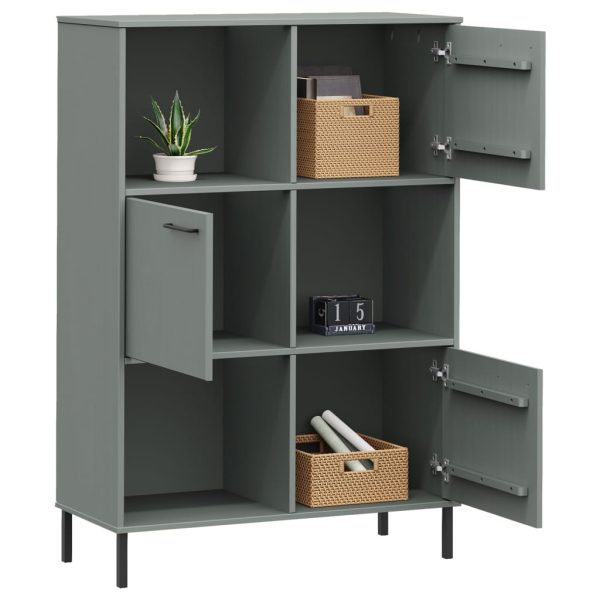 Libreria Con Gambe Metallo Grigio 90x35x128,5 Cm Massello Oslo - Image 3
