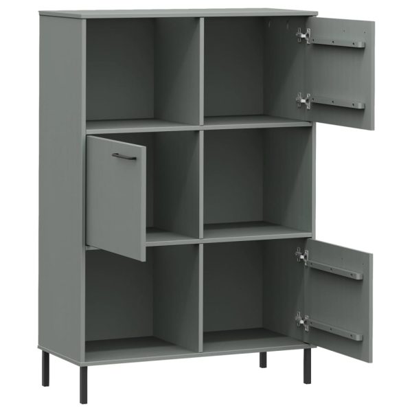 Libreria Con Gambe Metallo Grigio 90x35x128,5 Cm Massello Oslo - Image 5