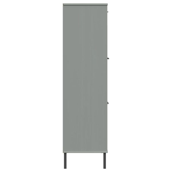 Libreria Con Gambe Metallo Grigio 90x35x128,5 Cm Massello Oslo - Image 6