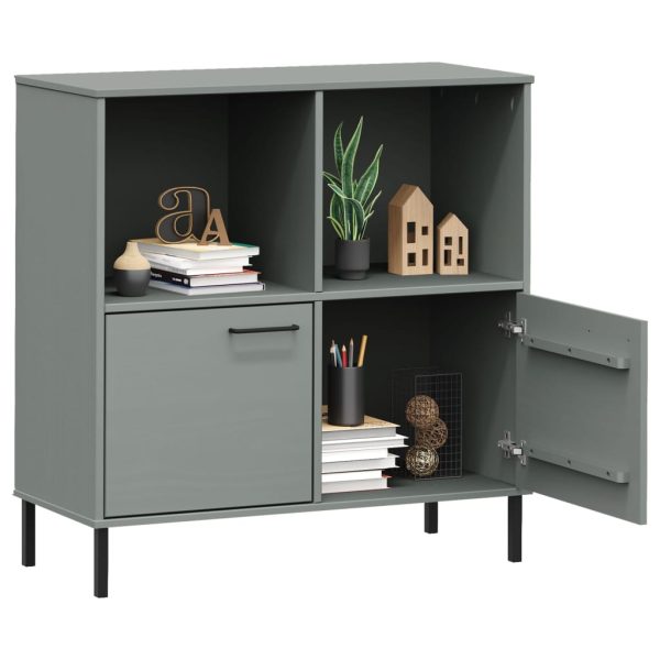 Libreria Gambe Metallo Grigio 90x35x90,5 Cm Legno Massello Oslo - Image 3