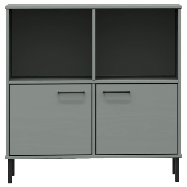 Libreria Gambe Metallo Grigio 90x35x90,5 Cm Legno Massello Oslo - Image 4