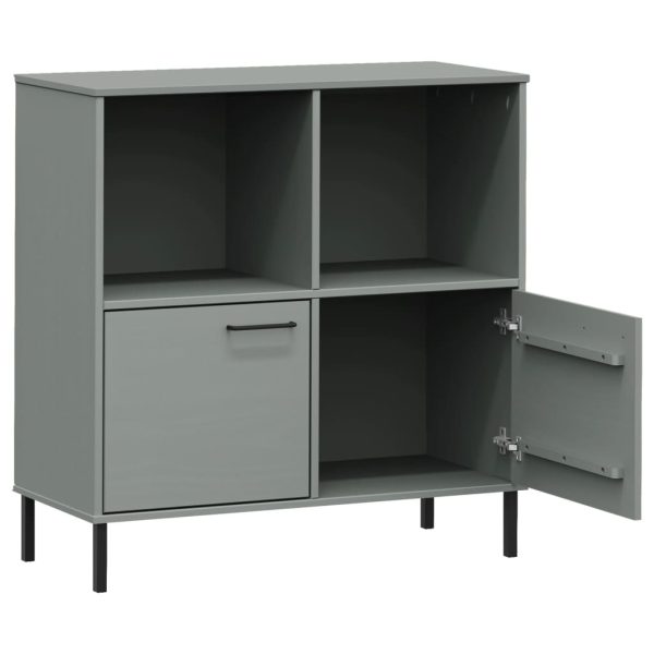 Libreria Gambe Metallo Grigio 90x35x90,5 Cm Legno Massello Oslo - Image 5