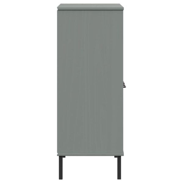 Libreria Gambe Metallo Grigio 90x35x90,5 Cm Legno Massello Oslo - Image 6