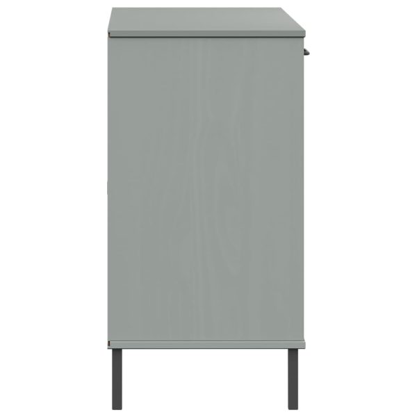 Credenza Gambe Metallo Grigio 113x40x77 Cm Legno Massello Oslo - Image 6