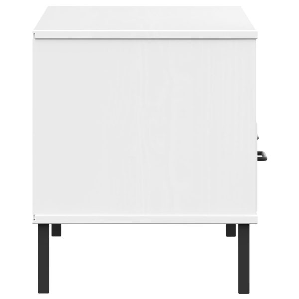Mobile Tv Con Gambe Metallo Bianco Legno Massello Di Pino Oslo - Image 6