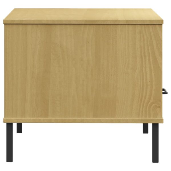 Tavolino Gambe Metallo Marrone 85x50x45 Cm Legno Massello Oslo - Image 6