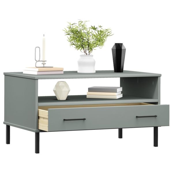 Tavolino Gambe Metallo Grigio 85x50x45 Cm Legno Massello Oslo - Image 3