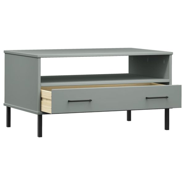 Tavolino Gambe Metallo Grigio 85x50x45 Cm Legno Massello Oslo - Image 5