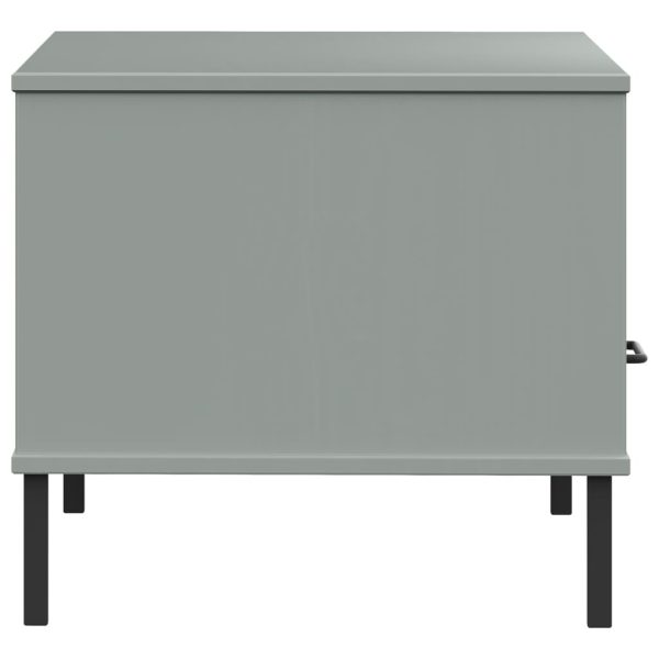 Tavolino Gambe Metallo Grigio 85x50x45 Cm Legno Massello Oslo - Image 6