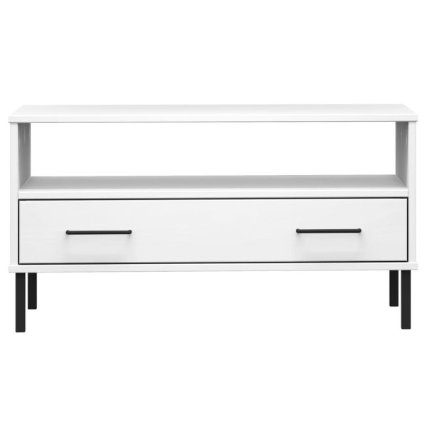 Tavolino Gambe Metallo Bianco 85x50x45 Cm Legno Massello Oslo - Image 4