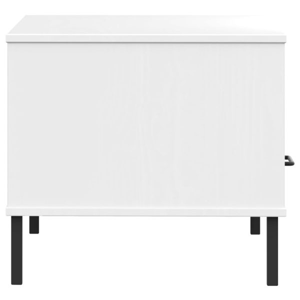 Tavolino Gambe Metallo Bianco 85x50x45 Cm Legno Massello Oslo - Image 6