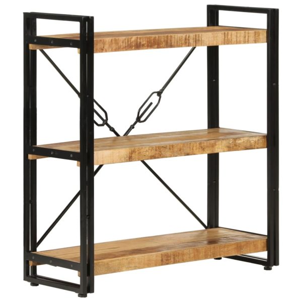 Libreria 3 Livelli 77x30x80 Cm Legno Massello Di Mango E Ferro