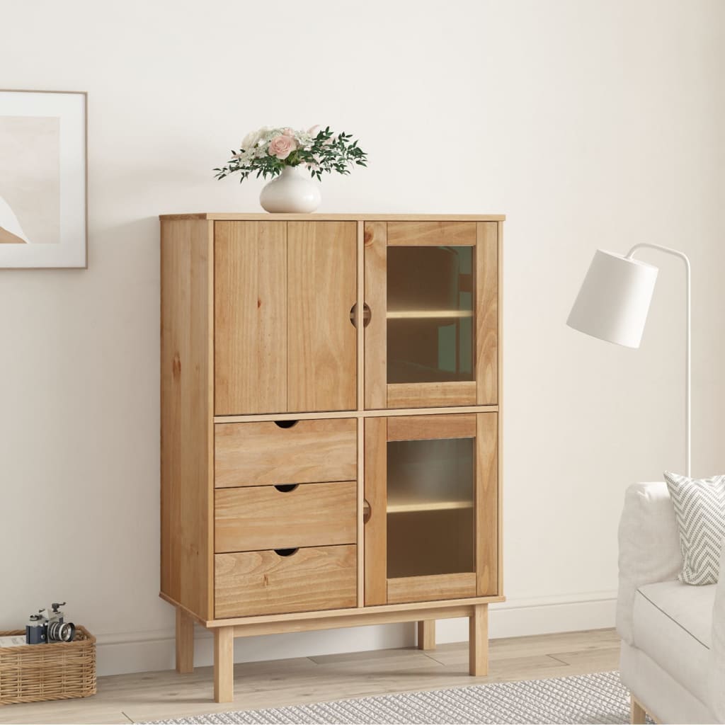 Credenza Otta 85x43x125 Cm In Legno Massello Di Pino