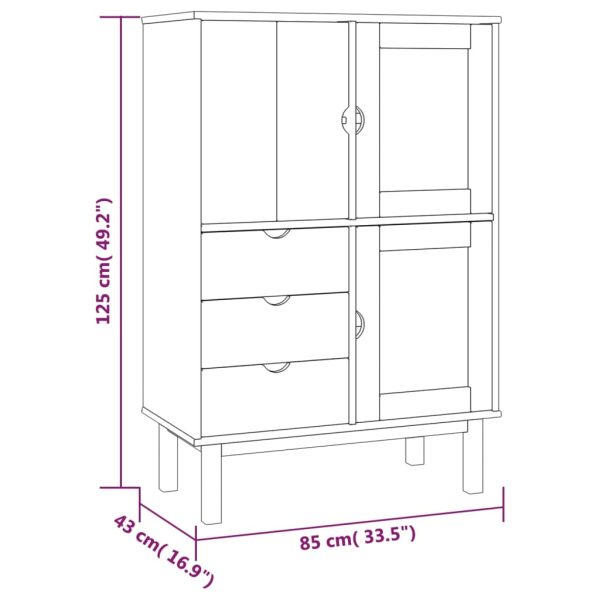 Credenza Otta 85x43x125 Cm In Legno Massello Di Pino - Image 6