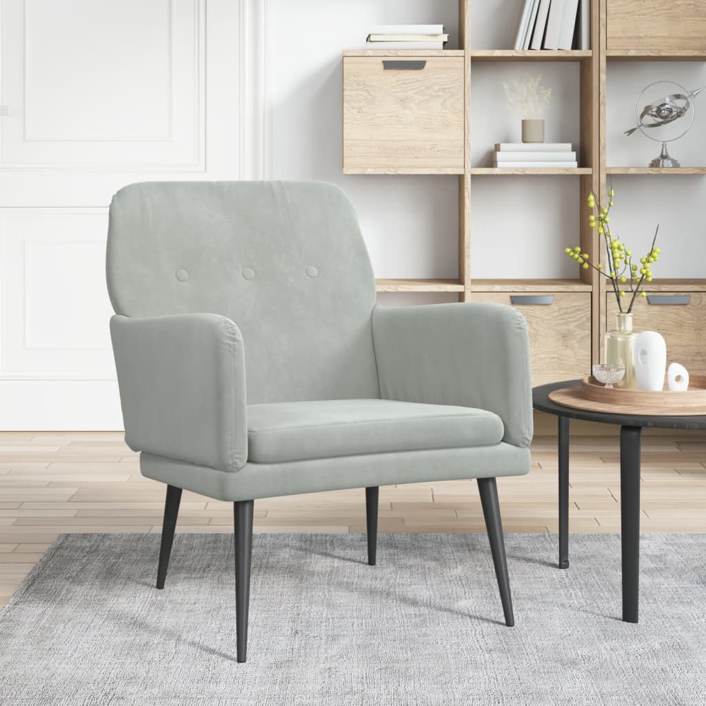 Poltrona Grigio Chiaro 62x79x79 Cm Velluto